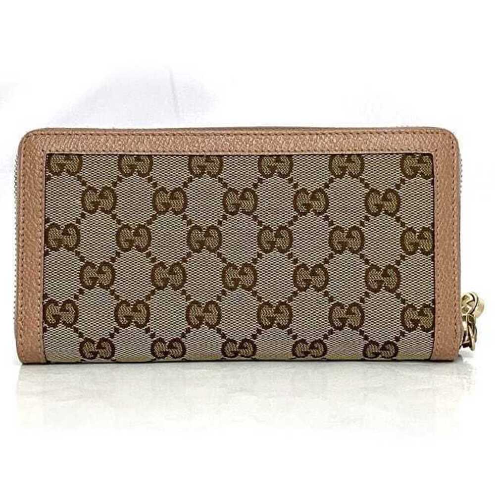Gucci Round Zipper Long Wallet Beige Brown Pink Interlocking Canvas Leather - Picture 2 of 8